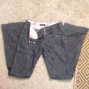 Gray and white striped dress pants